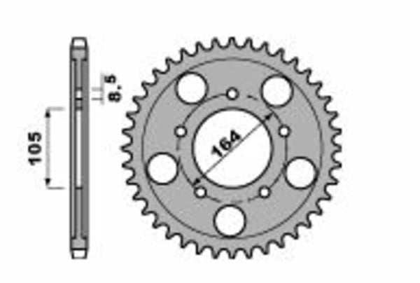 PBR Standard C45 Steel rear Spoket 4557 - 525 4557 46 C45