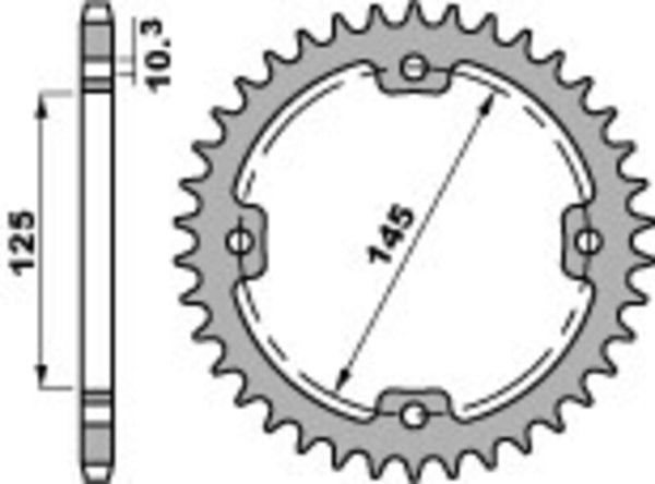PBR Standard C45 Steel rear Spoket 4588 - 520 4588 37 C45