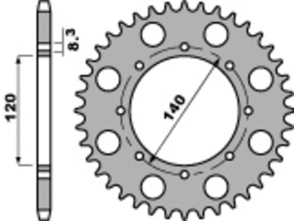 PBR Standard C45 Steel Rear Sprocket 491 - 520 491 46 C45 