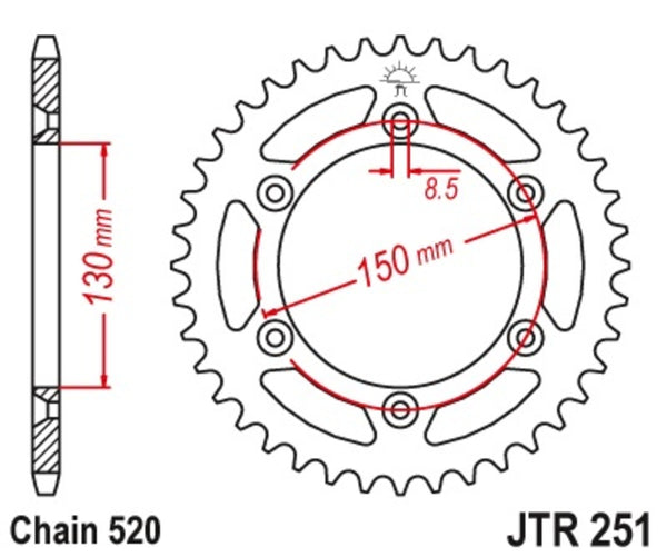 JT Sprockin teräs itsevarasto Reana Spocket 251 - 520 JTR251.50SC
