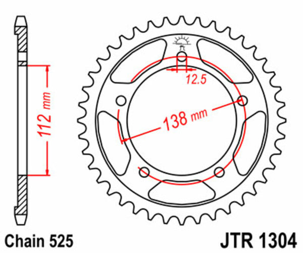 JT Sprockin terässtandardi takarakki 1304 - 525 JTR1304.45