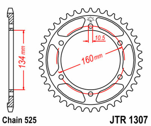 JT Sprockin terässtandardi takarakki 1307 - 525 JTR1307.46