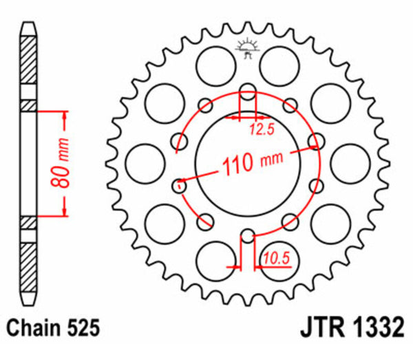 JT Sprockin terässtandardi takarakko 1332 - 525 JTR1332.41