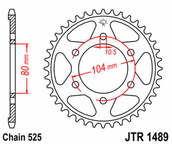 JT Sprock's Steel Standard Rear Sprock 1489 - 525 JTR1489.43