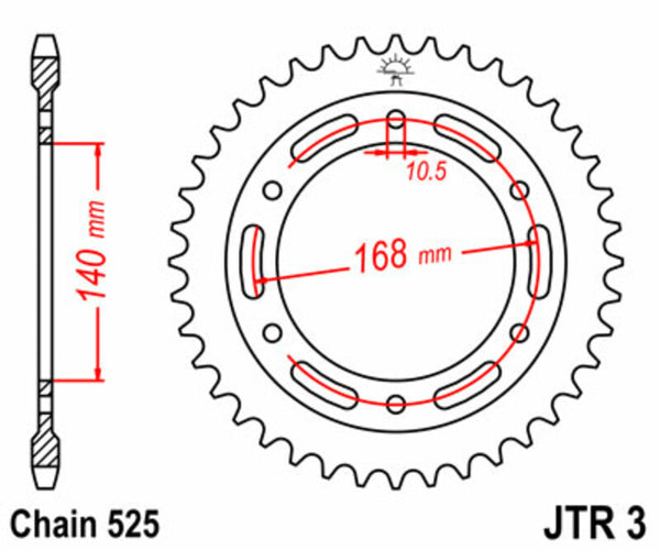 JT Sprockin terässtandardi takarakko 3 - 525 JTR3.41