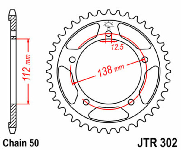JT Sprockin terässtandardi takarakki 302 - 530 JTR302.41