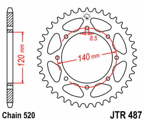 JT Sprockin terässtandardi takarakko 487 - 520 JTR487.44