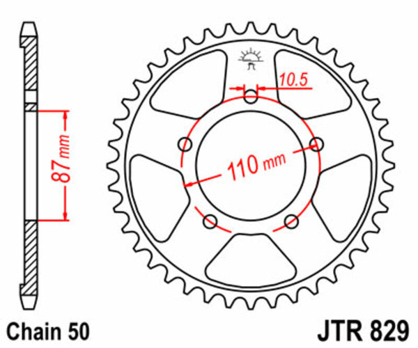 JT Sprock's Steel Standard Rear Sprock 829 - 530 JTR829.45