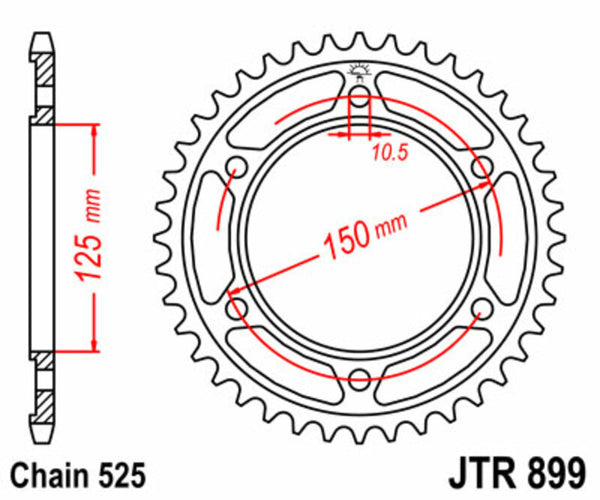 JT Sprockin terässtandardi takarakki 899 - 525 JTR899.42