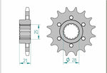 AFAM Steel Standard Framdrev 37600 - 525, framdrev i stål för motorcyklar. Passar Aprilia Caponord, Dorsoduro och Shiver modeller. Hållbart och exakt tillverkat.