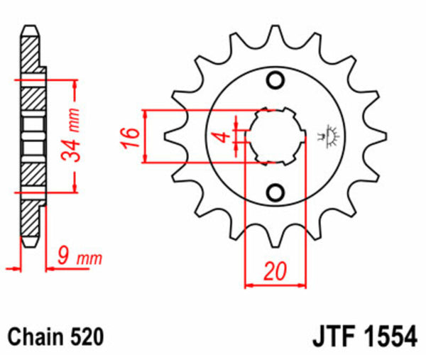 JT Sprockin terässtandardi etupöytä 1554 - 520 JTF1554.12