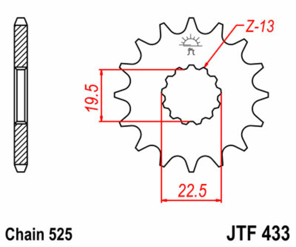 JT Sprockin terässtandardi etupöytä 433 - 525 JTF433.14
