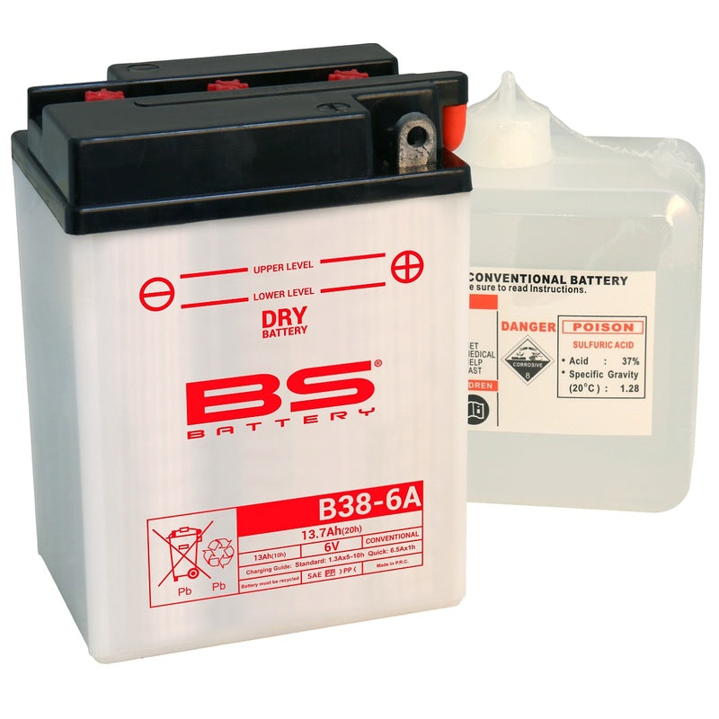 BS Battery Battery tavanomainen happopakkauksella - B38-6a