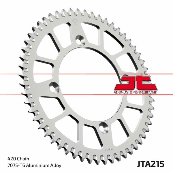 JT Sprock's aluminum Ultra-Light self-cleaning rear sprocket 215-420 JTA215.55RED