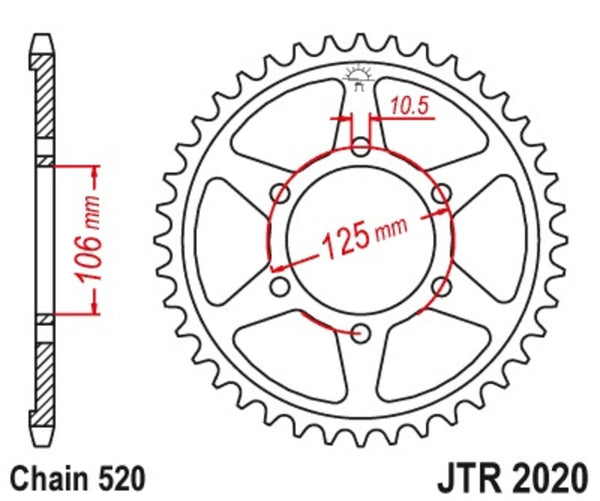 JT Sprockin terässtandardi takarakko 2020 - 520 JTR2020.41