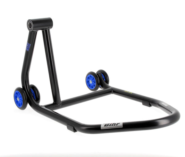 Bihr Home Track Vasen yksi käsivarsi Paddock Stand Matt Black Blue Wheelsnull