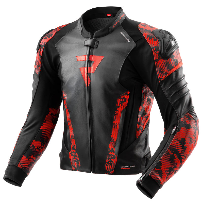 Rebelhorn Mc-Leather -takki Veloce Black /Camo Red