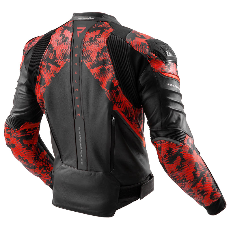 Rebelhorn Mc-Leather -takki Veloce Black /Camo Red