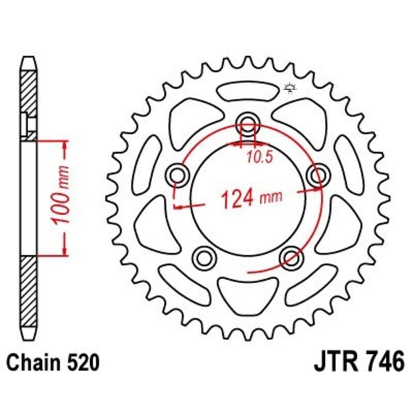 JT Sprockin terässtandardi takarakki 746 - 520 JTR746.46