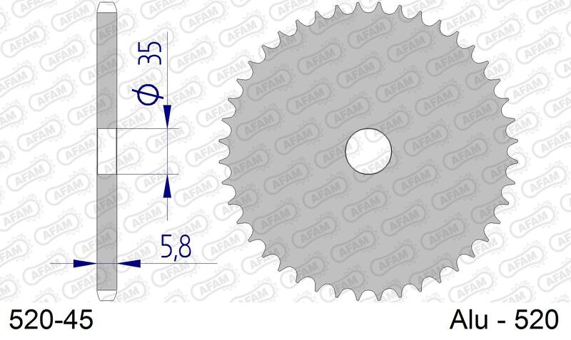 AFAM Aluminium Ultra-Light Hard Anodized bakre kedjehjul 17404 - 520. Lättviktsdrevet i anodiserad aluminium med 45 tänder för optimal prestanda.