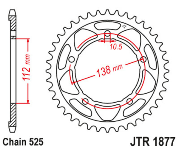 JT Sprockin terässtandardi takarakki 1877 - 525 JTR1877.45