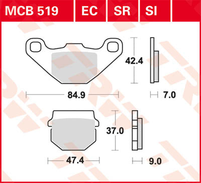 TRW Brake Pad Organic Offroad MCB519EC