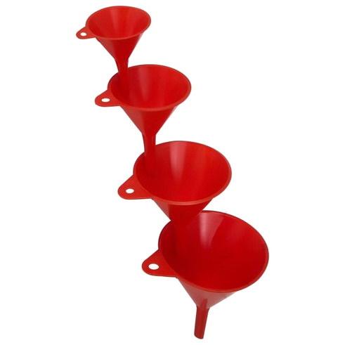 Plastic funnel set - 4 split red 60/80/100/120 mm