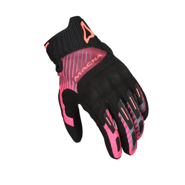 Moottoripyöräkäsine MacNA, Octar 2.0 Women Black/Bordeaux/Pink