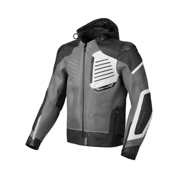 MacNA Leather Mc-Jacket Riceant Grey /Black
