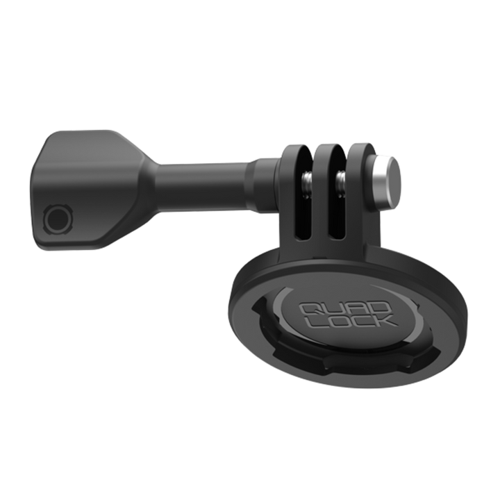 Quadlock Actionkamera Adapter med twist-lås för enkel montering av GoPro och lampor. Säker åtdragning med tumskruv.