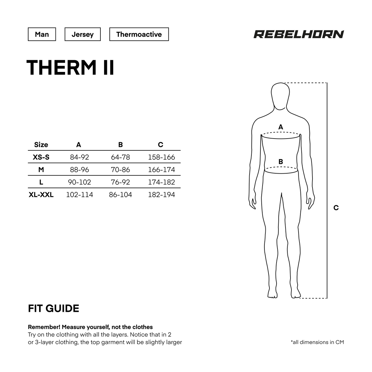 Rebelhornin alusvaatteet paita therm ii musta