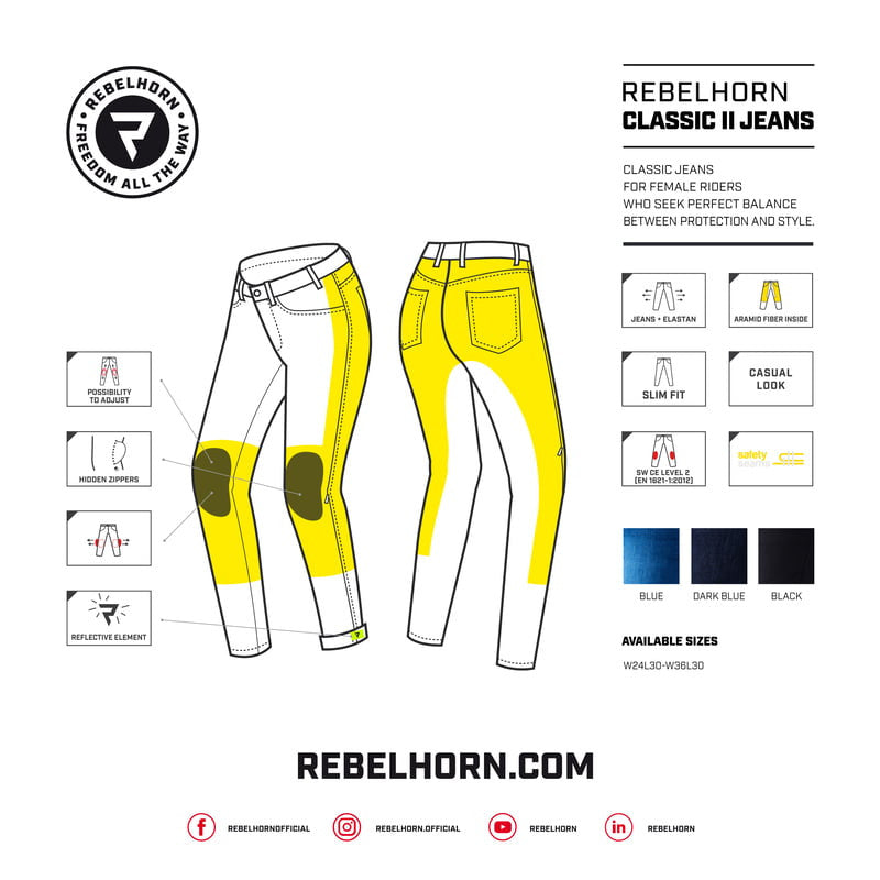 Rebelhorn naiset Kevlar Mc-Jeans Classic II Blue