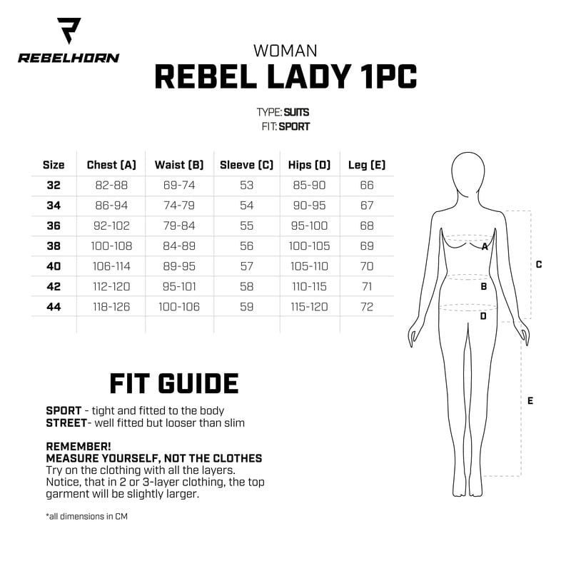 Rebelhorn Women Mc-Skin Rack 1-osainen kapinallinen musta /valkoinen