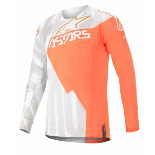 Alpinestars Techstar Factory Metal -paita valkoinen/oranssi fluoitu/kulta