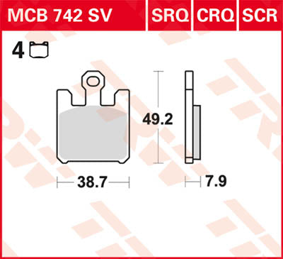 Trw Brake Pad Sinter Race Longlife MCB742SCR
