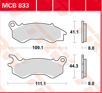 TRW BRAKE PAD Orgaaninen skootteri MCB833EC