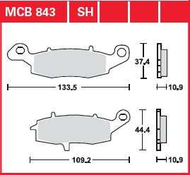 TRW BRAKE PAD SINTER REAR STREET MCB843SH