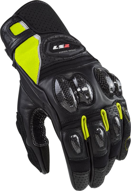 LS2 MC Gloves Spark Black/Keltainen