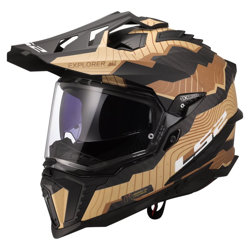 LS2 Adventure MC Helmet Explorer Carbrip Trick Brown/Sand