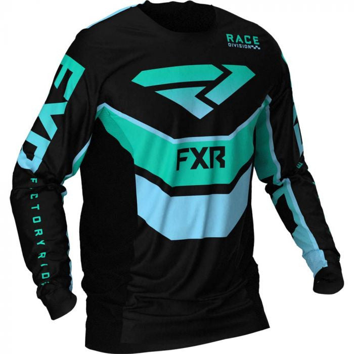 FXR Podium MX Cross Jersey 21 Black / Mint / Sky Blue 